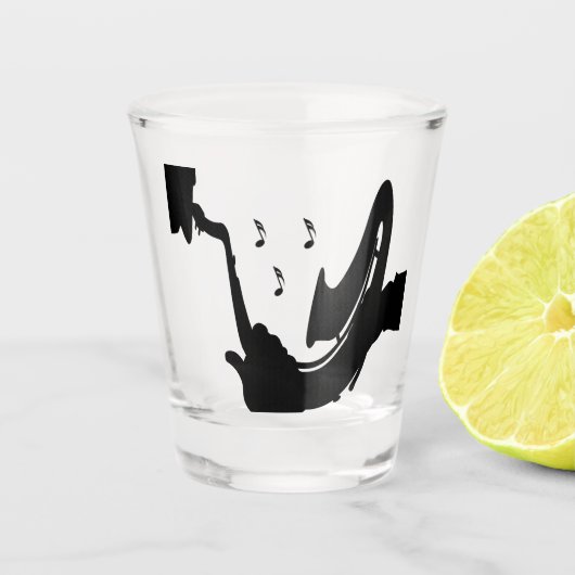 Surrealistische saxofoon shot glas (Voorkant)