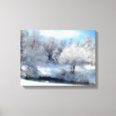 Surrealistische sneeuw met pluizige witte winterbo canvas afdruk (Voorkant)