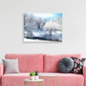 Surrealistische sneeuw met pluizige witte winterbo canvas afdruk (Insitu (Woonkamer))