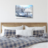 Surrealistische sneeuw met pluizige witte winterbo canvas afdruk (Insitu (Slaapkamer))