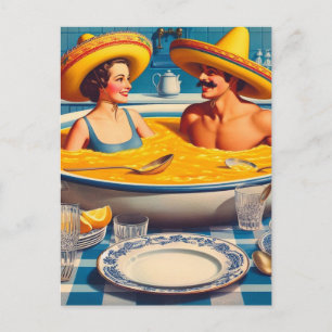 Surrealistische soep hot tub briefkaart