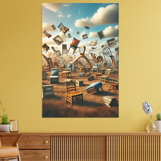 Surrealistische speeltuin - Oversized objecten Canvas Afdruk (Insitu (Woonkamer))