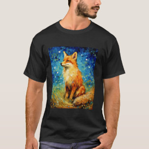 Surrealistische Sterrennacht Esthetische Fox Lange T-shirt