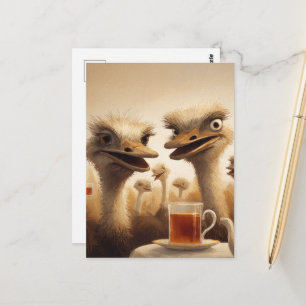 Surrealistische Struisvogel Theetijd Briefkaart