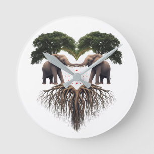 Surrealistische tafel lamp met boom en vis balans ronde klok