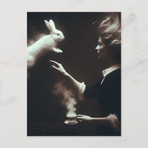 Surrealistische thee met witte konijn fantasie kun briefkaart