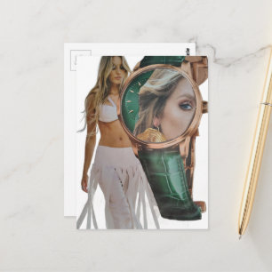 Surrealistische tijd voor damesmodecollage briefkaart
