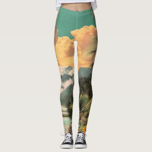 Surrealistische Tropische Vallei Met Palmbomen Leggings