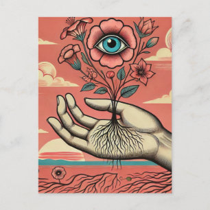 Surrealistische tuiniershand briefkaart