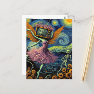 Surrealistische TV ballerina danser ghouls Briefkaart