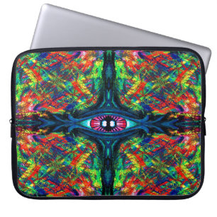 Surrealistische Verdraaide Trippy Oog Visioenrijke Laptop Sleeve