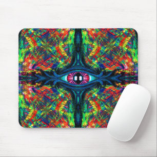 Surrealistische Verdraaide Trippy Oog Visioenrijke Muismat