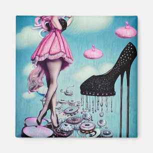 Surrealistische vintage zwarte stiletto magneet