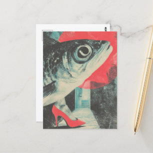 Surrealistische vissen en benen briefkaart