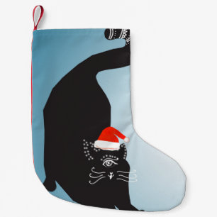 Surrealistische Vreemde Kat Santa Hoed Kleine Kerstsok