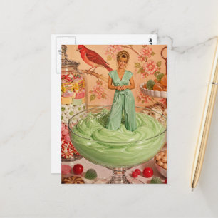 Surrealistische vrouw en snoepjes briefkaart