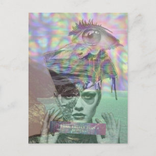 Surrealistische vrouw glitch collage briefkaart