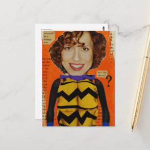 Surrealistische vrouw met een spinnenlichaam Mixed Briefkaart