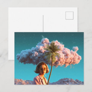 Surrealistische vrouw met palmboom briefkaart