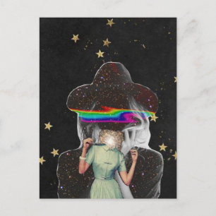 Surrealistische vrouwen en sterren collage briefkaart