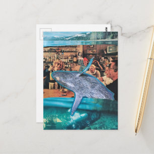 Surrealistische walvis van een tijd briefkaart