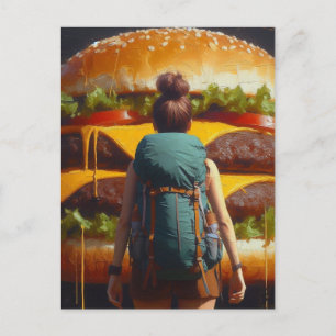 Surrealistische wandelaar Cheeseburger Dromen Briefkaart