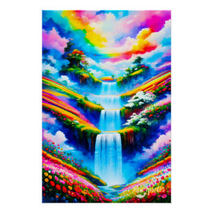 Surrealistische waterval fantasie kunst perfect poster