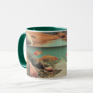 Surrealistische woestijn en meer met goudvissen mok