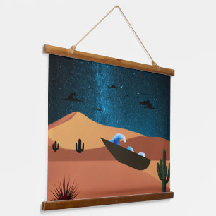 Surrealistische woestijnacht kunstposter hangend wandkleed