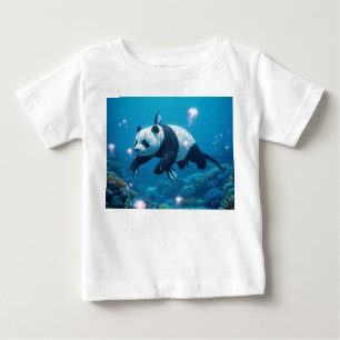 Surrealistische zee-panda die zwemt met kwallen