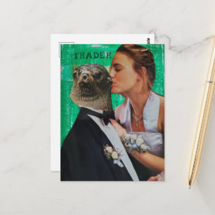 Surrealistische zeehond eindexamen date mixed medi briefkaart