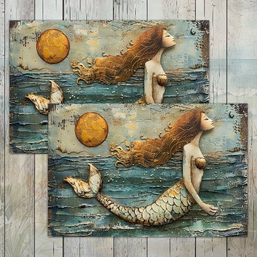 SURREALISTISCHE ZEEMEERMIN GEMENGDE MEDIA DECOUPAG TISSUEPAPIER