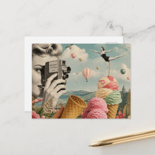Surrealistische Zomerijsje Zwemcollage Briefkaart