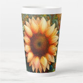 Surrealistische Zonnebloem Symfonie Latte Mok (Voorkant)