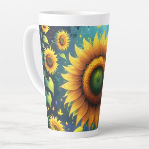 Surrealistische zonnebloemen latte mok