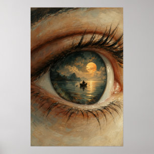 Surrealistische Zonsondergang Oog Kunstprint Poster