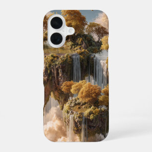 Surrealistische zwevende eilanden met gouden bomen iPhone 16 hoesje