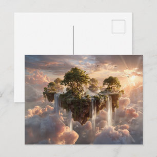SURREALISTISCHE ZWEVENDE EILANDEN MET WATERVALLEN BRIEFKAART