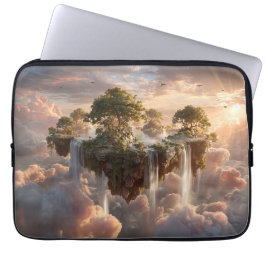 Surrealistische zwevende eilanden met watervallen laptop sleeve