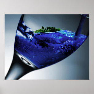 Surreëel tropisch eiland in een wijnglas poster