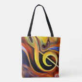 Surreële Muzieknoten Renditie Olieverf Draagtas (Achterkant)