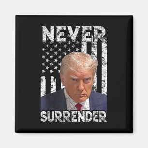 Surrender Trump Mok Shot 2024 Amerikaanse vlag Vro Magneet