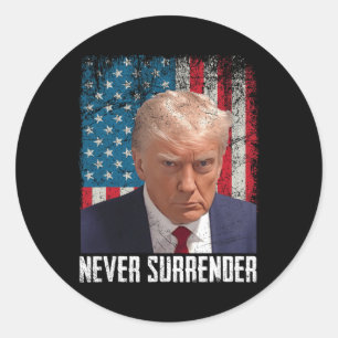 Surrender Trump Mok Shot 2024 President Amerikaans Ronde Sticker