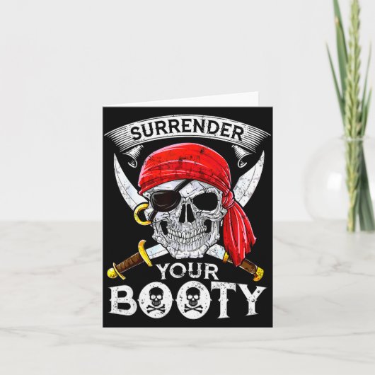 Surrender Your Booty Rate Skull Funny Jolly Roger  Kaart (Voorkant)