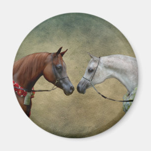 Surreus twee paarden schilderen. magneet