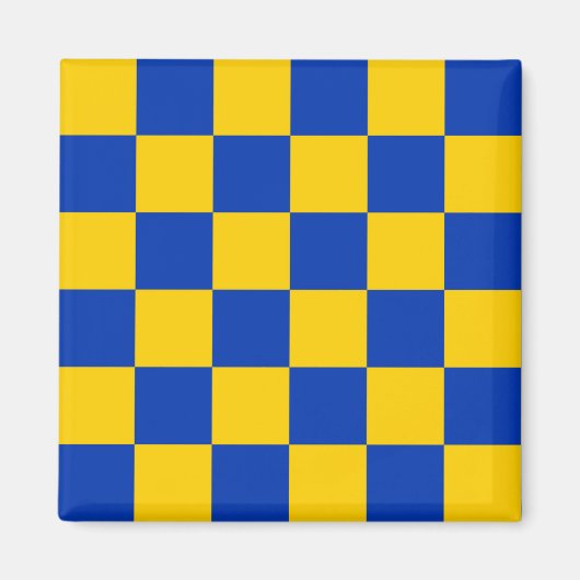Surrey flag (blauw en geel ingecheckt patroon) magneet (Voorkant)