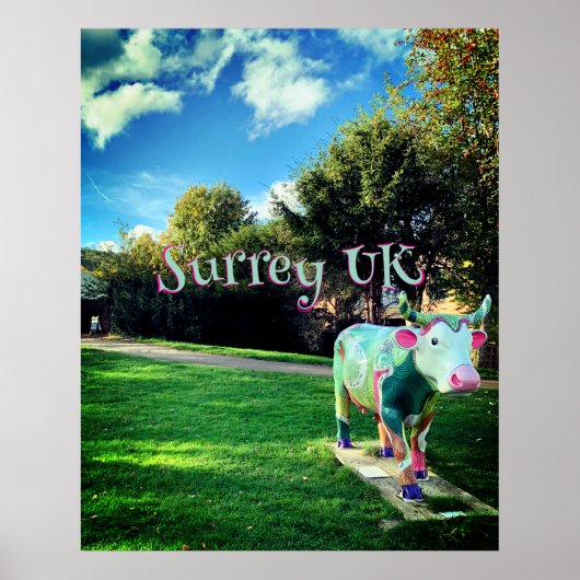 Surrey UK Koe Art Poster (Voorkant)