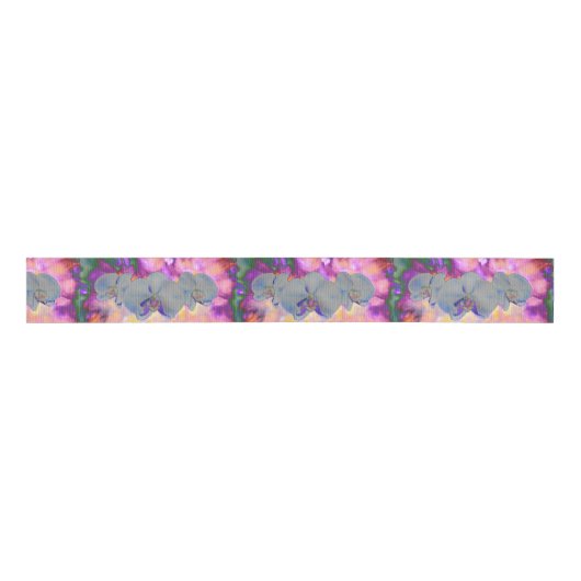 Surroechte witte waterverf orchideeën grosgrain lint (Voorkant)