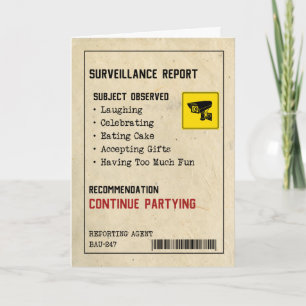 Surveillance Rapport Grappige Verjaardagskaart Kaart