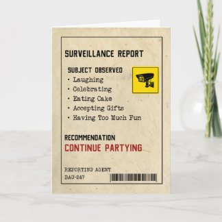 Surveillance Rapport Grappige Verjaardagskaart Kaart